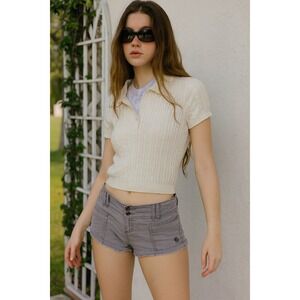 Vintage Y2K Abercrombie Fitch Micro Shorts Womens 2 Gray Perfect Stretch Raw Hem